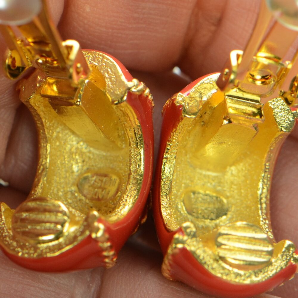 Kenneth Jay Lane Kjl Red & Black Enamel Clip-On E… - image 5